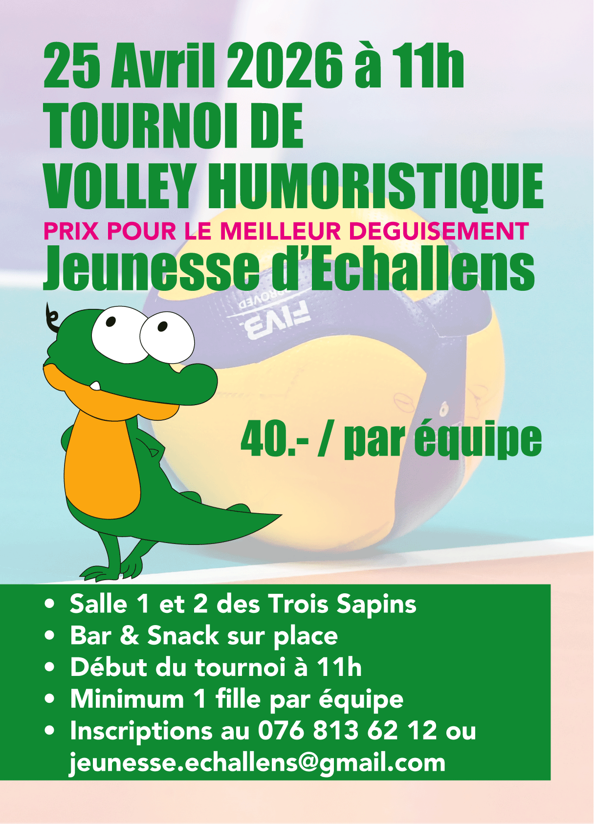Volley humoristique à Echallens le 25 avril 2026